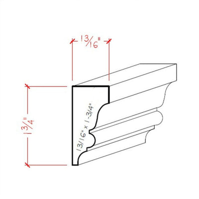 EWSC11 Solid Crown Moulding unfinished hardwood profile and wood samples