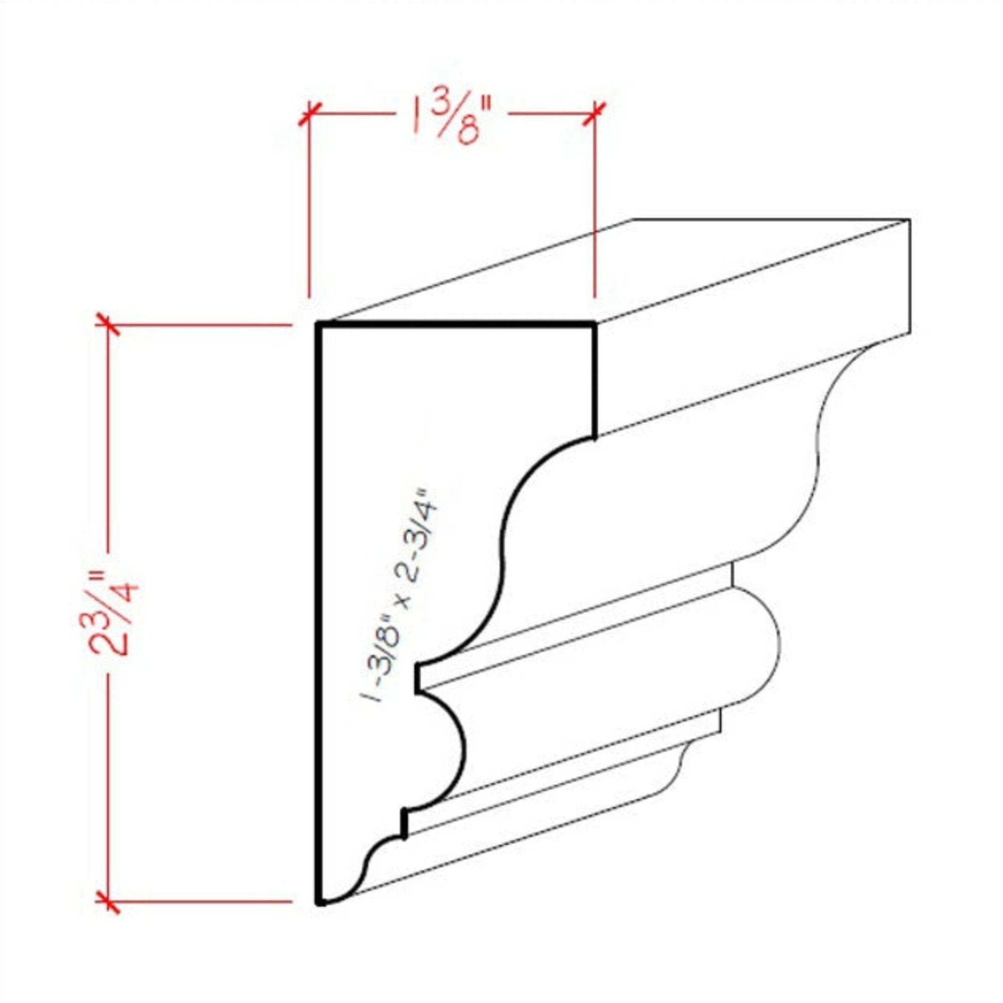 EWSC13 solid hardwood crown molding unfinished in various wood types