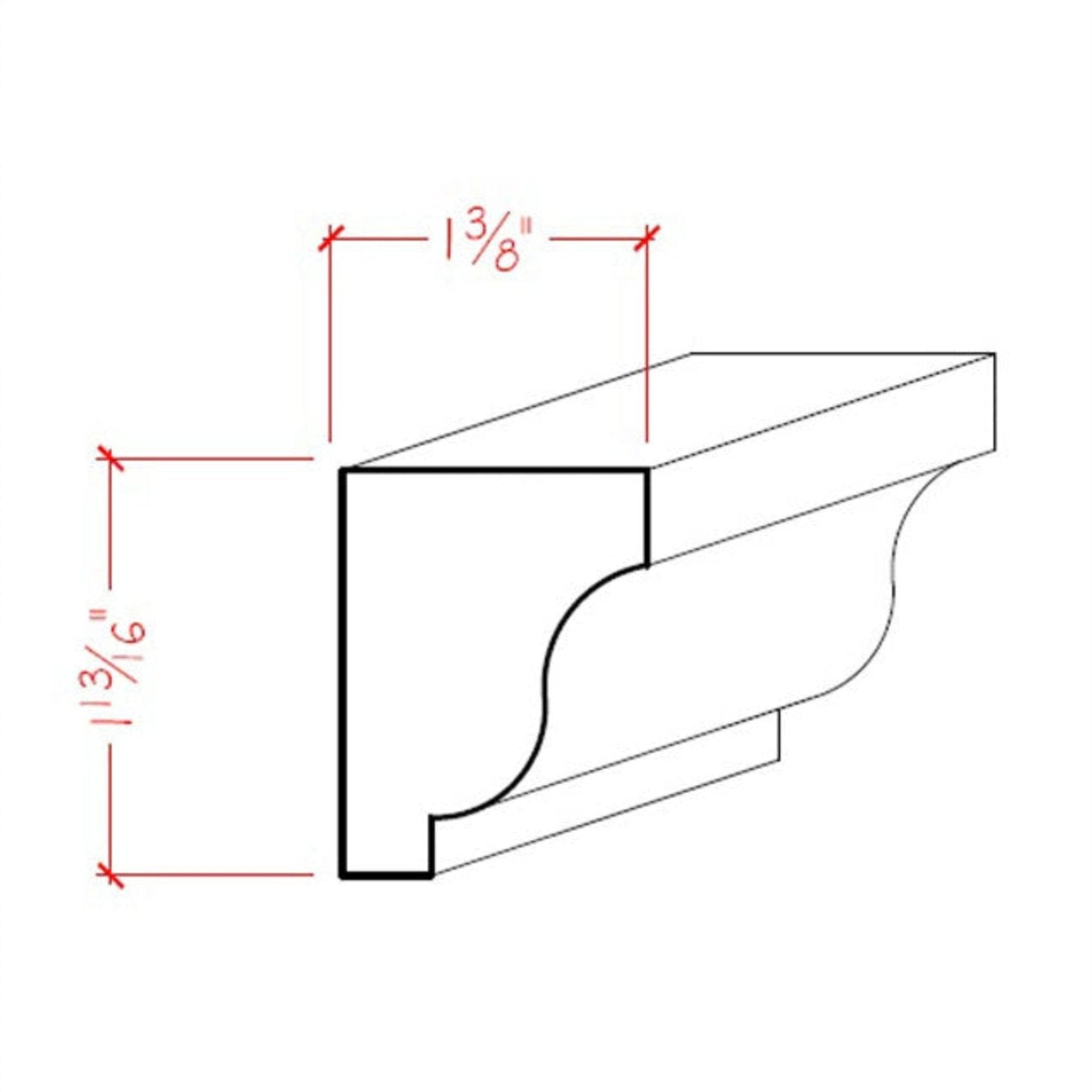 EWSC15 Solid Crown Moulding 1-3/4 inch high by 1-3/8 inch deep unfinished poplar wood