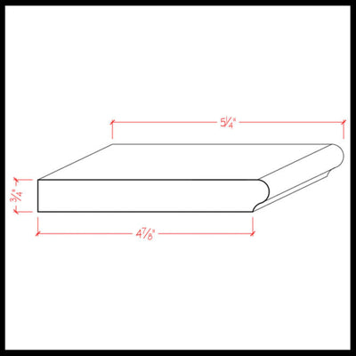 Colonial style unfinished hardwood windowsill molding 5-1/4 inches wide by 3/4 inch thick