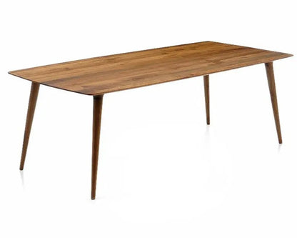 Edge glued solid hardwood dining table with natural wood grain and smooth surface