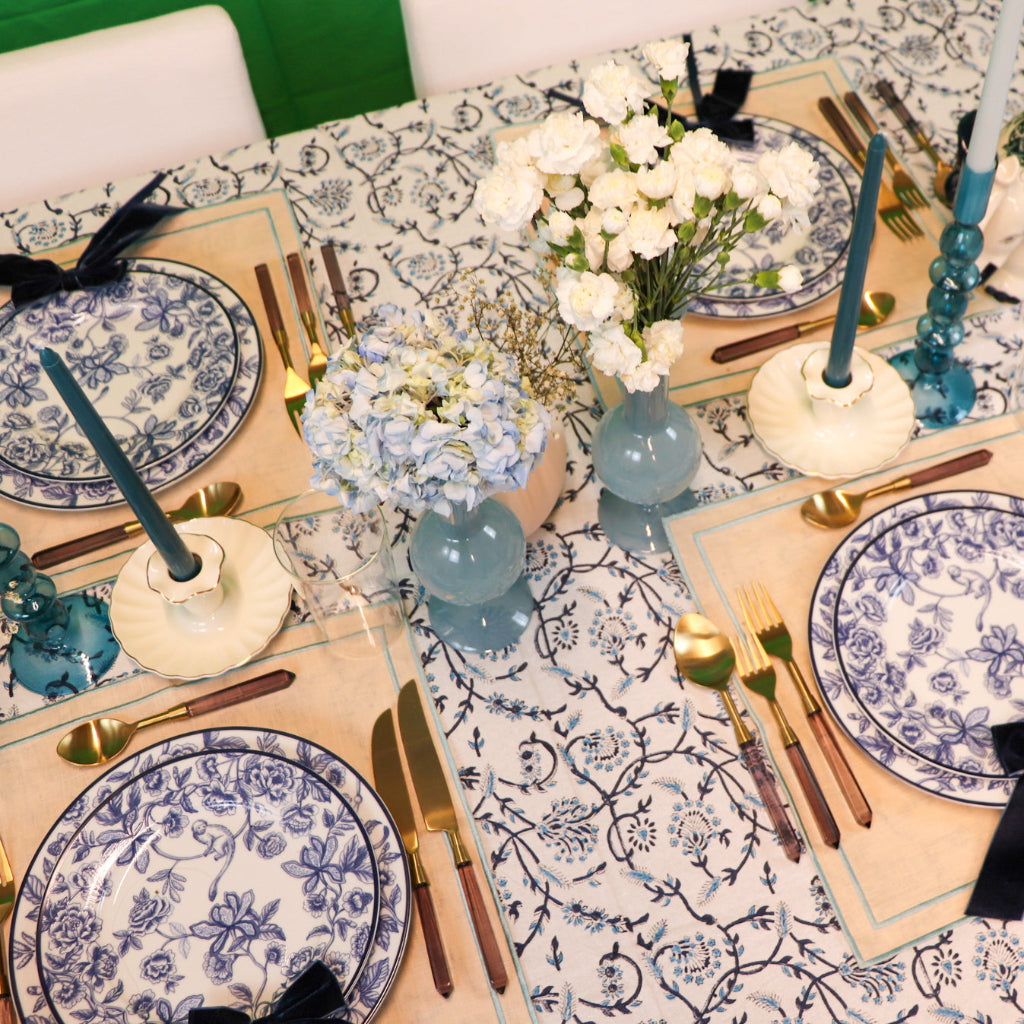 100% Organic Cotton - Eleanor Royal Blue Tablecloth by Ro'Table - product image 2 for Resin Society