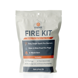 Emerge Survival Fire Kit showing its contents with a mylar bag and ignition tools