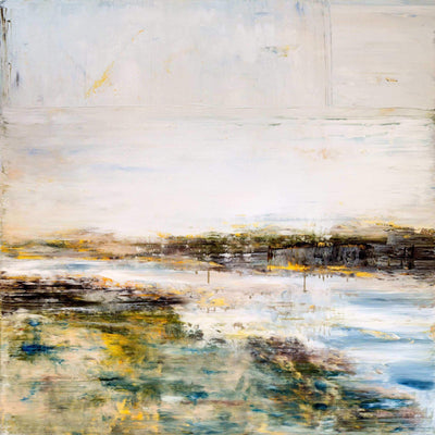 Estuary 48x48 Artist Enhanced Canvas Print showing coastal abstract artwork by John Beard, gallery-wrapped on wood stretcher bars