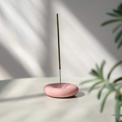 Pink Matte Eve Incense stoneware holder by Misewell