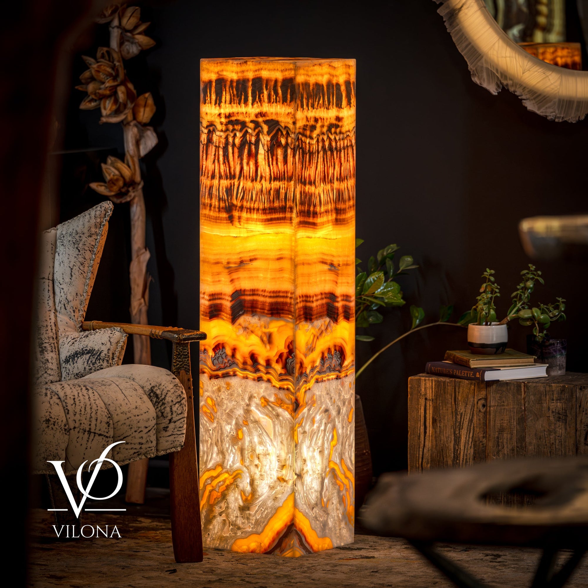 Exotic Dragon Eye Golden Cloud (Onyx Floor Lamp) by Vilona Onyx - main product image for Resin Society