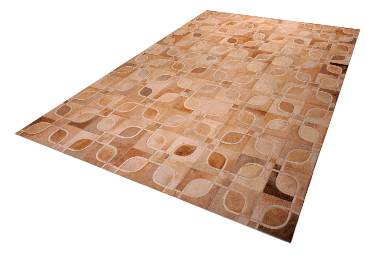 Eyes – Geometric Cowhide Rug with Curved Motif by Homelosophy
