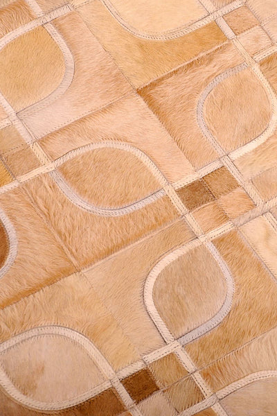 Eyes – Geometric Cowhide Rug with Curved Motif by Homelosophy