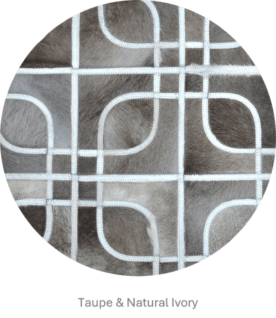 Eyes – Geometric Cowhide Rug with Curved Motif by Homelosophy