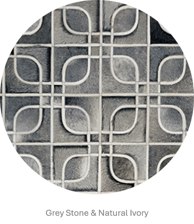 Eyes – Geometric Cowhide Rug with Curved Motif by Homelosophy