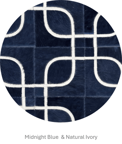 Eyes – Geometric Cowhide Rug with Curved Motif by Homelosophy
