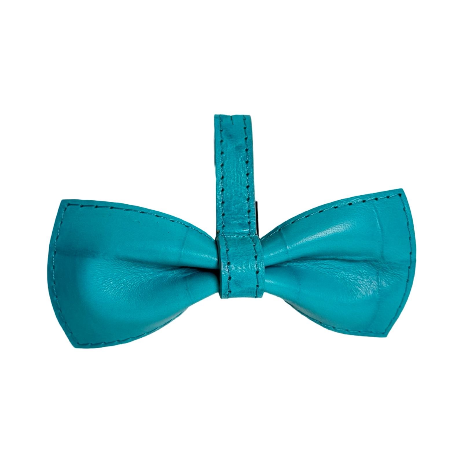 Turquoise blue embossed crocodile pattern Italian leather bow tie from The Tiffany Collection