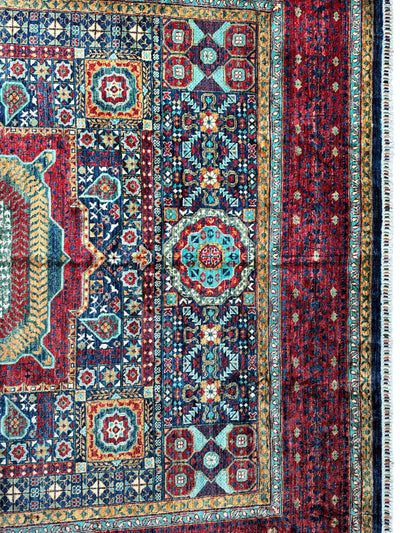 Hand-Knotted Mamluk Wool Rug – 8'4" x 9'9" – Intricate Geometric by Rugistan - product image 10 for Resin Society