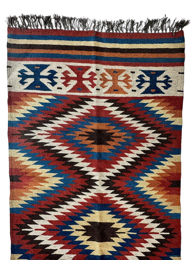 Hand-Knotted Afghan Kilim Wool Runner Rug – 2’8” x 12’4” – Vintage Full by Rugistan - product image 6 for Resin Society