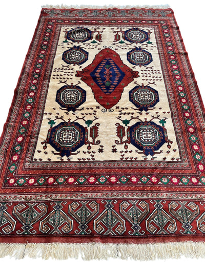 Hand-Knotted Afghani Kazak Wool Rug - 4'8" x 7'2" by Rugistan - product image 3 for Resin Society