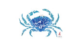 Blue Dungeness Crab Placemat with nautical crab design on neutral background