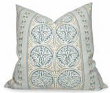 Fair Isle Pillow Cover in Aqua with ivory linen back