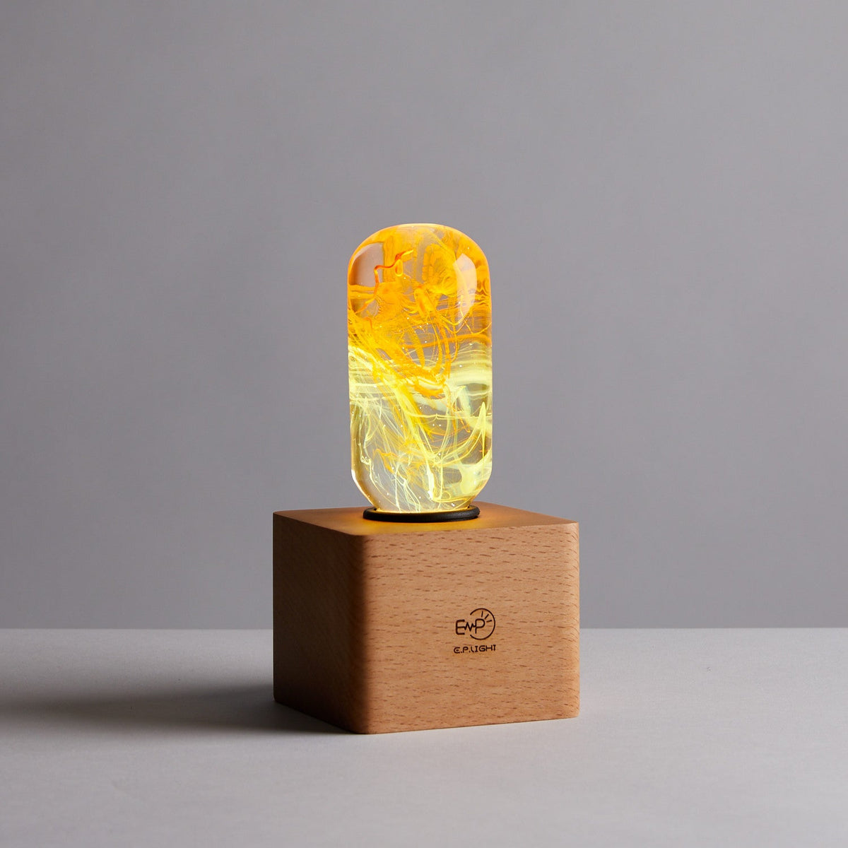 EP Light Fancy Resin Table Lamp with wooden base and unique resin design