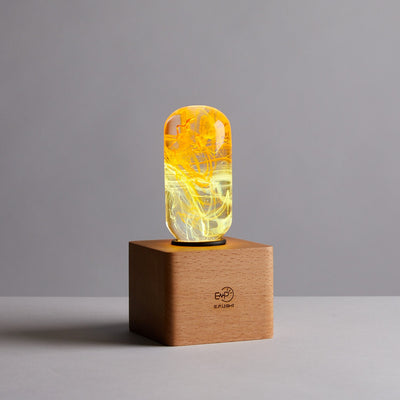 EP Light Fancy Resin Table Lamp with wooden base and unique resin design