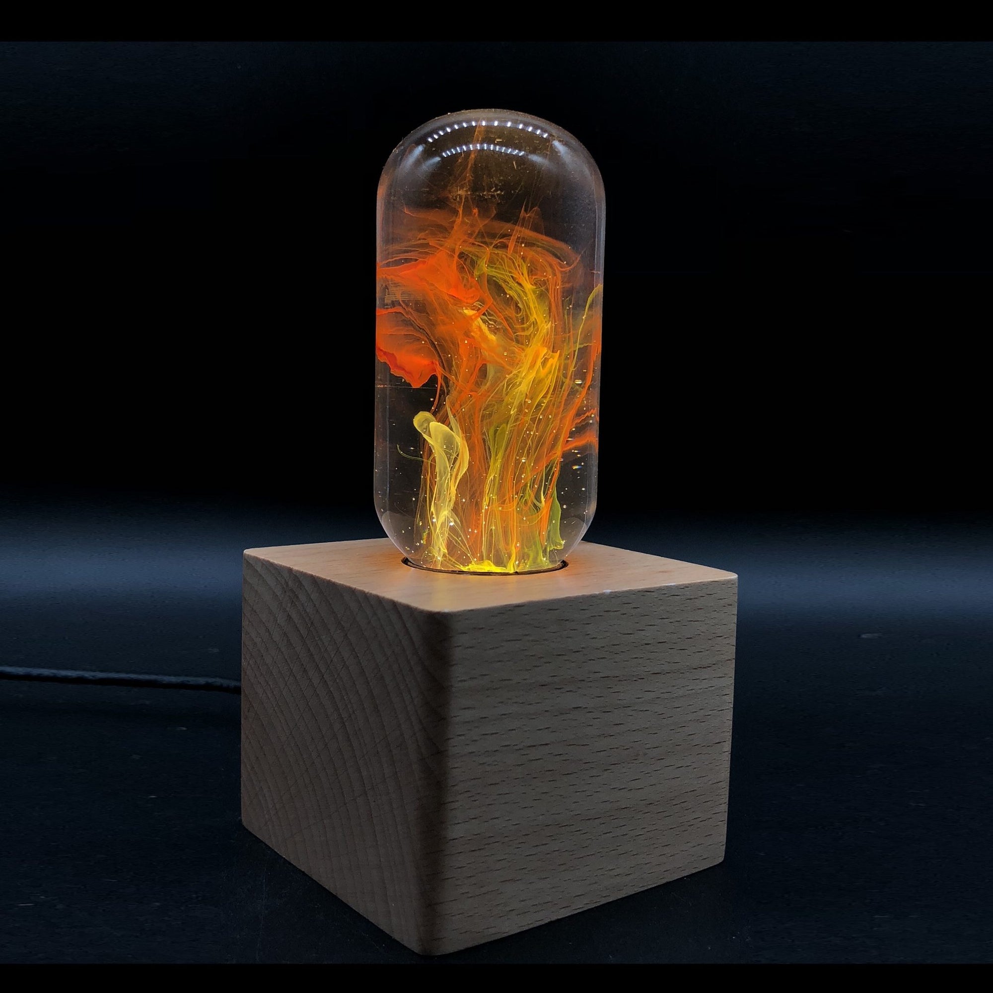 EP Light Fancy Resin Table Lamp with wooden base and unique resin design