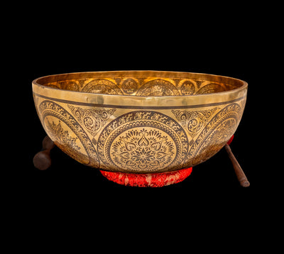 Tibetan Etched Grounding Foot Bowl A1 54Hz 20" FB16274 by Bodhisattva Trading Company - product image 2 for Resin Society