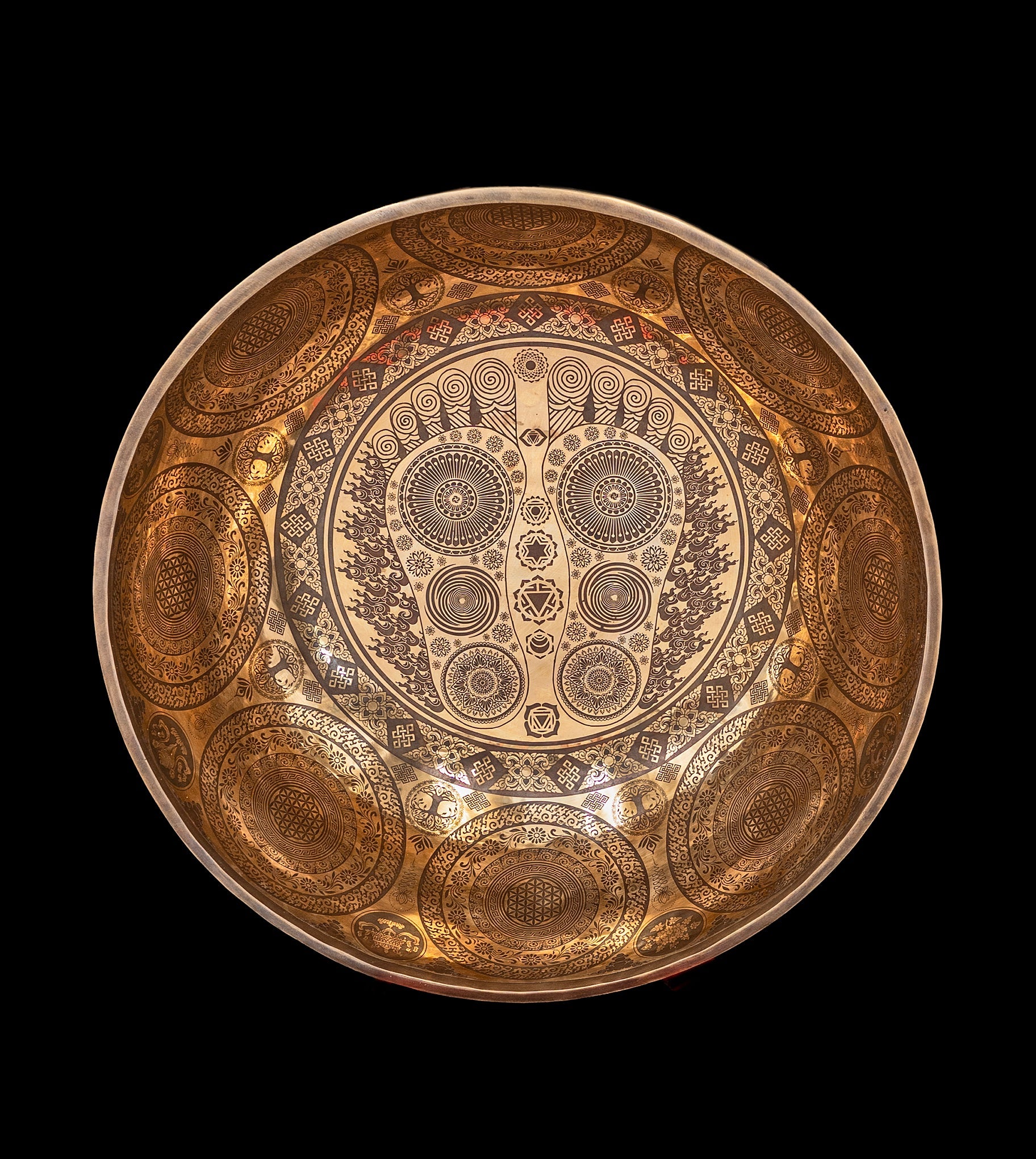 Tibetan Etched Grounding Foot Bowl A1 54Hz 20" FB16274 by Bodhisattva Trading Company - main product image for Resin Society