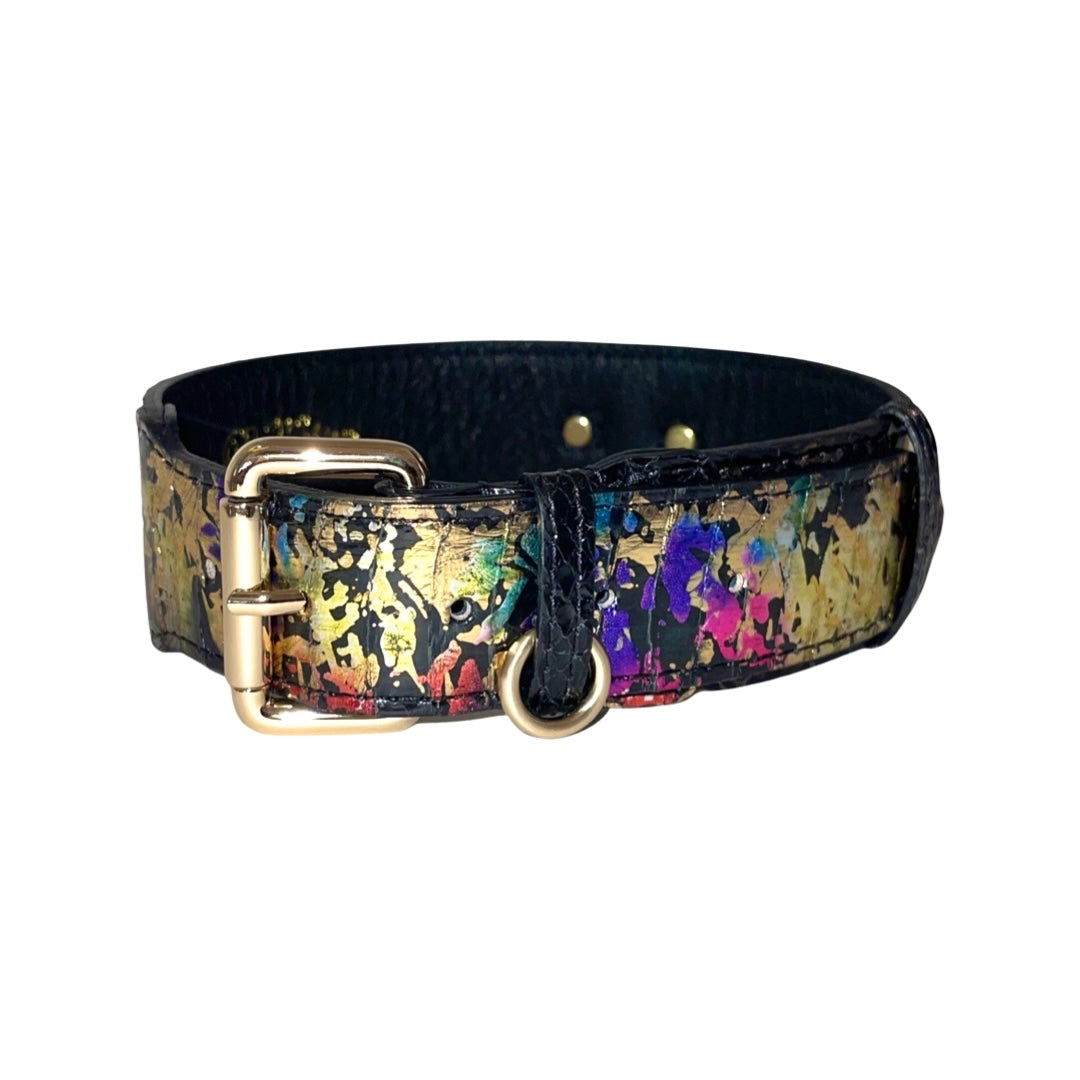 Art Deco style snake collar with gold classic hardware displayed on neutral background