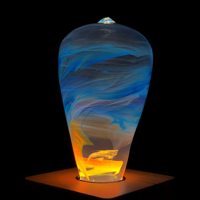 EP Light 4-Pack Resin LED Bulb Bundle showing Fire, Nebula, Youth, and Sunrise bulbs with wood base