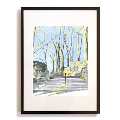 Linden Terrace Stairs, Fort Tryon, Watercolor, Sunset by Art By Francis - product image 5 for Resin Society