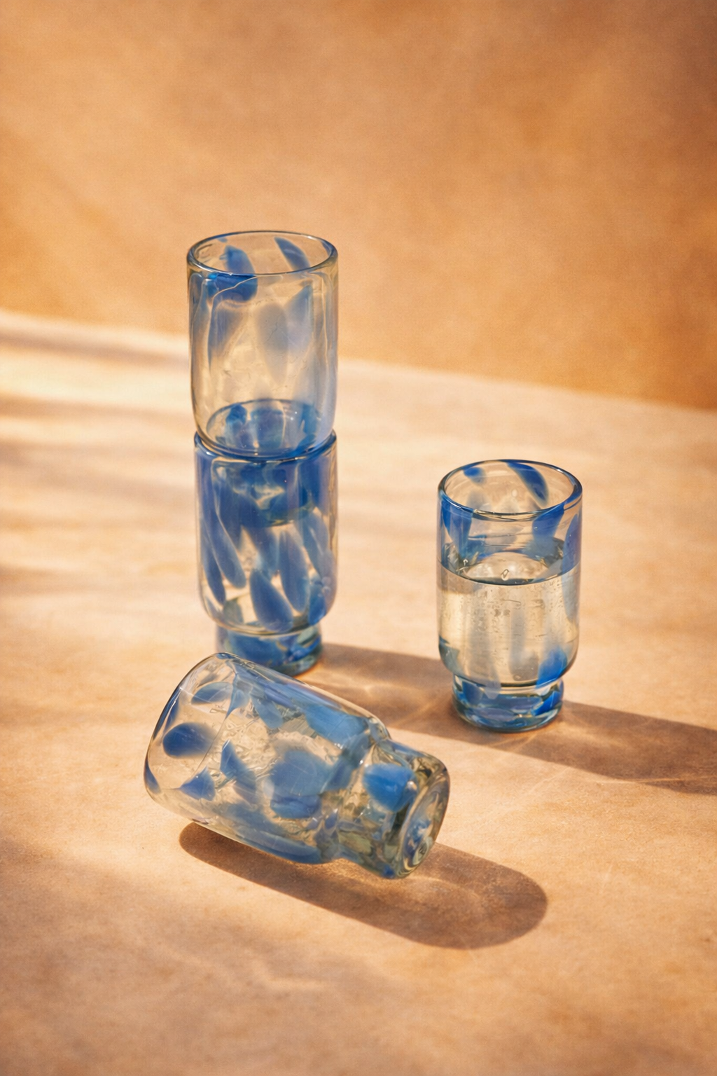 Frida Tall Glasses Blue & Clear (Set of 4) by MESO