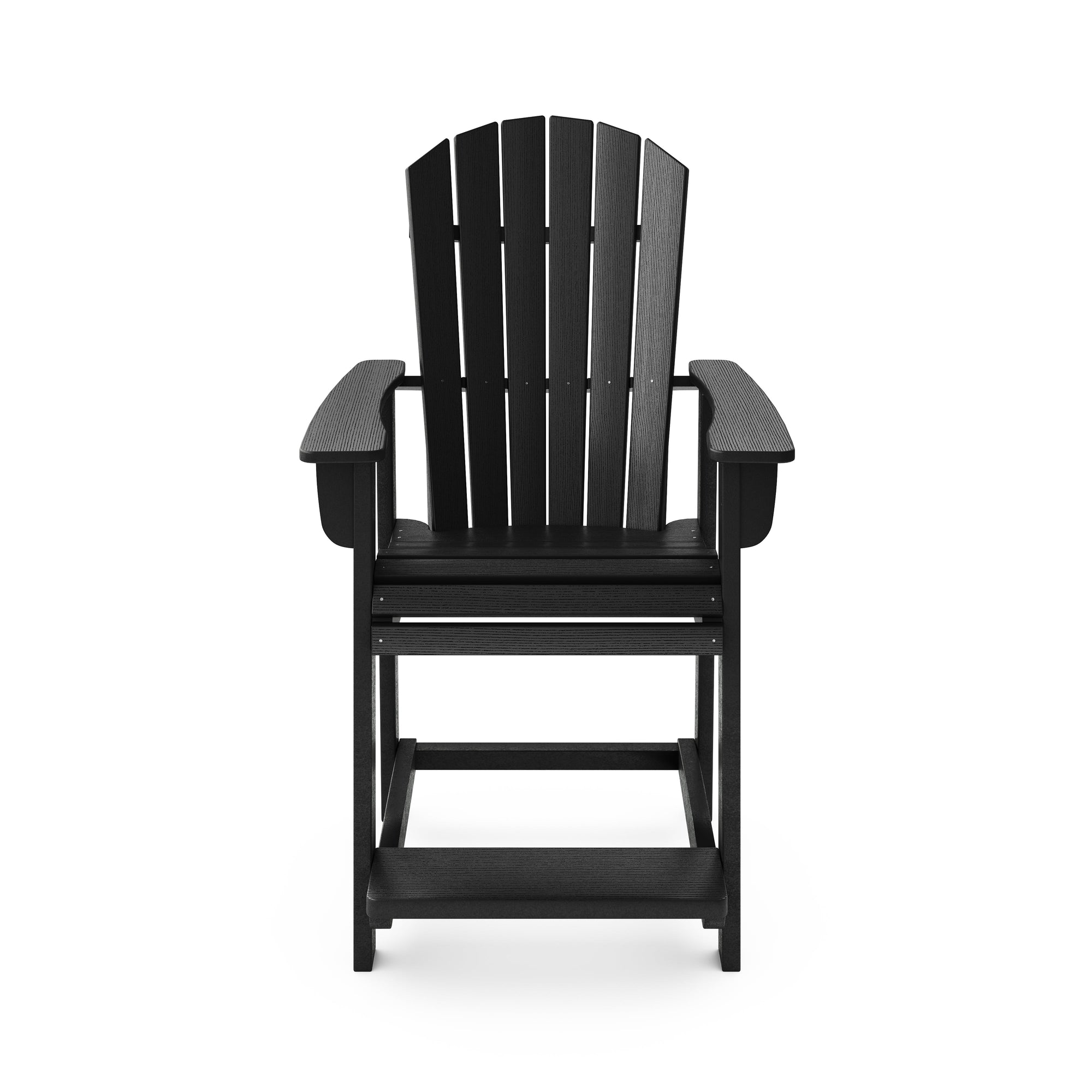 SoPoly St Simons Fan Back Counter Chair in Black showing front and side views