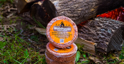 The Woodhaven Cedar Fire Starters - wood disks for easy fire starting