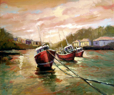 Fishing Boats at Sunset by John Beard Collection - main product image for Resin Society