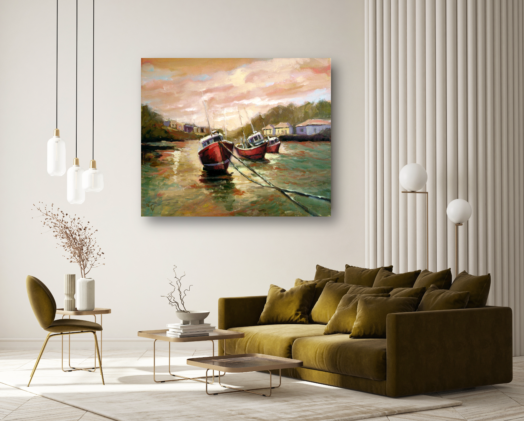 Fishing Boats at Sunset by John Beard Collection - product image 4 for Resin Society