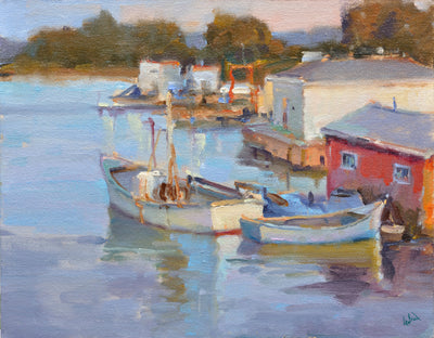Fishing Village Artist Enhanced Canvas Print by John Beard Collection - main product image for Resin Society