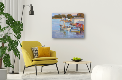 Fishing Village Artist Enhanced Canvas Print by John Beard Collection - product image 3 for Resin Society