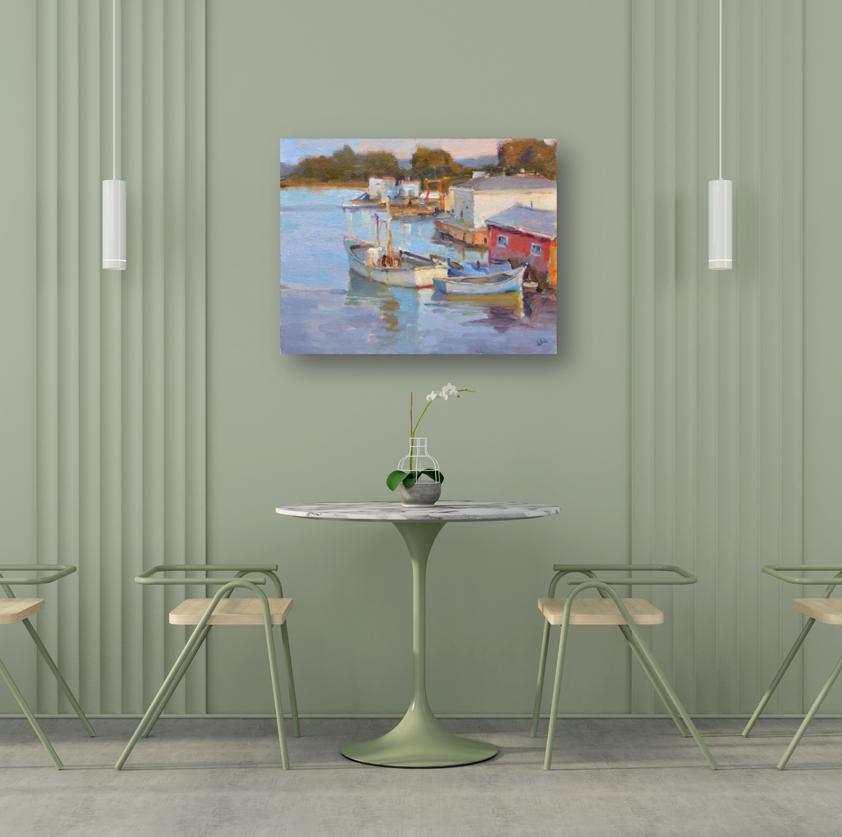 Fishing Village Artist Enhanced Canvas Print by John Beard Collection - product image 4 for Resin Society
