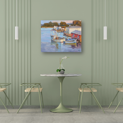 Fishing Village Artist Enhanced Canvas Print by John Beard Collection - product image 4 for Resin Society