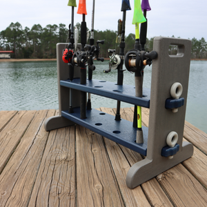 SoPoly Fishing Rod Holder in Black holding multiple fishing rods