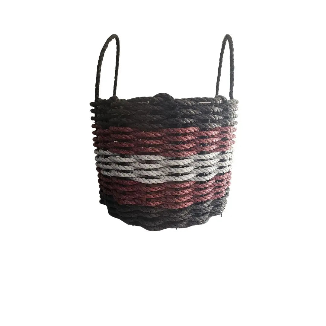 Five Stripe Rope Storage Basket in Black, Burgundy, and Gray by Little Salty Rope