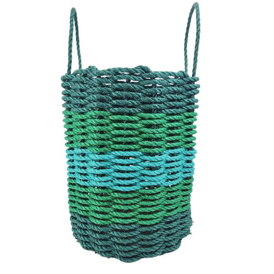 Five Stripe Rope Storage Basket in Hunter Green, Green, and Teal colors by Little Salty Rope