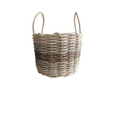 Five Stripe Rope Storage Basket in light tan, tan, and brown colors