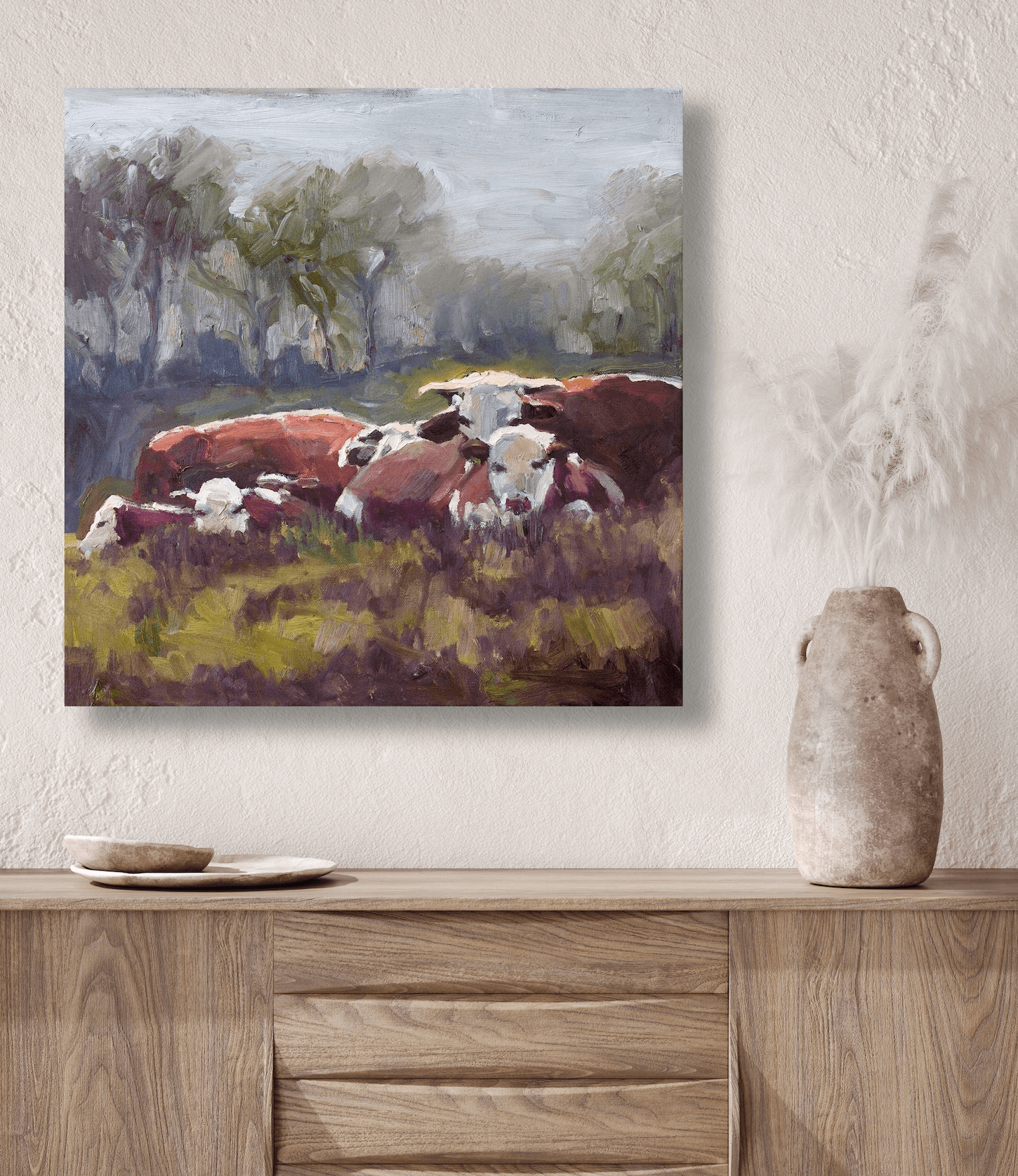 Five Cows Artist Enhanced Canvas Print by John Beard Collection - product image 4 for Resin Society