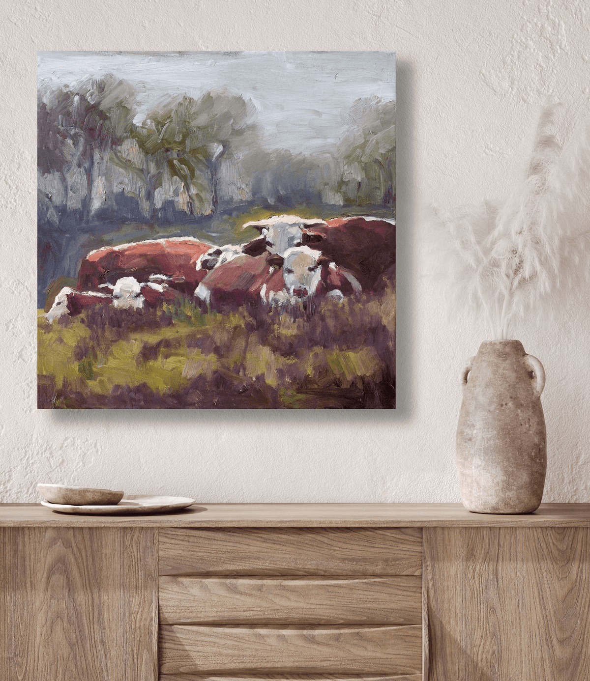 Five Cows Artist Enhanced Canvas Print by John Beard Collection - product image 4 for Resin Society