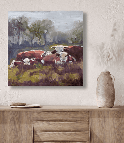 Five Cows Artist Enhanced Canvas Print by John Beard Collection - product image 4 for Resin Society