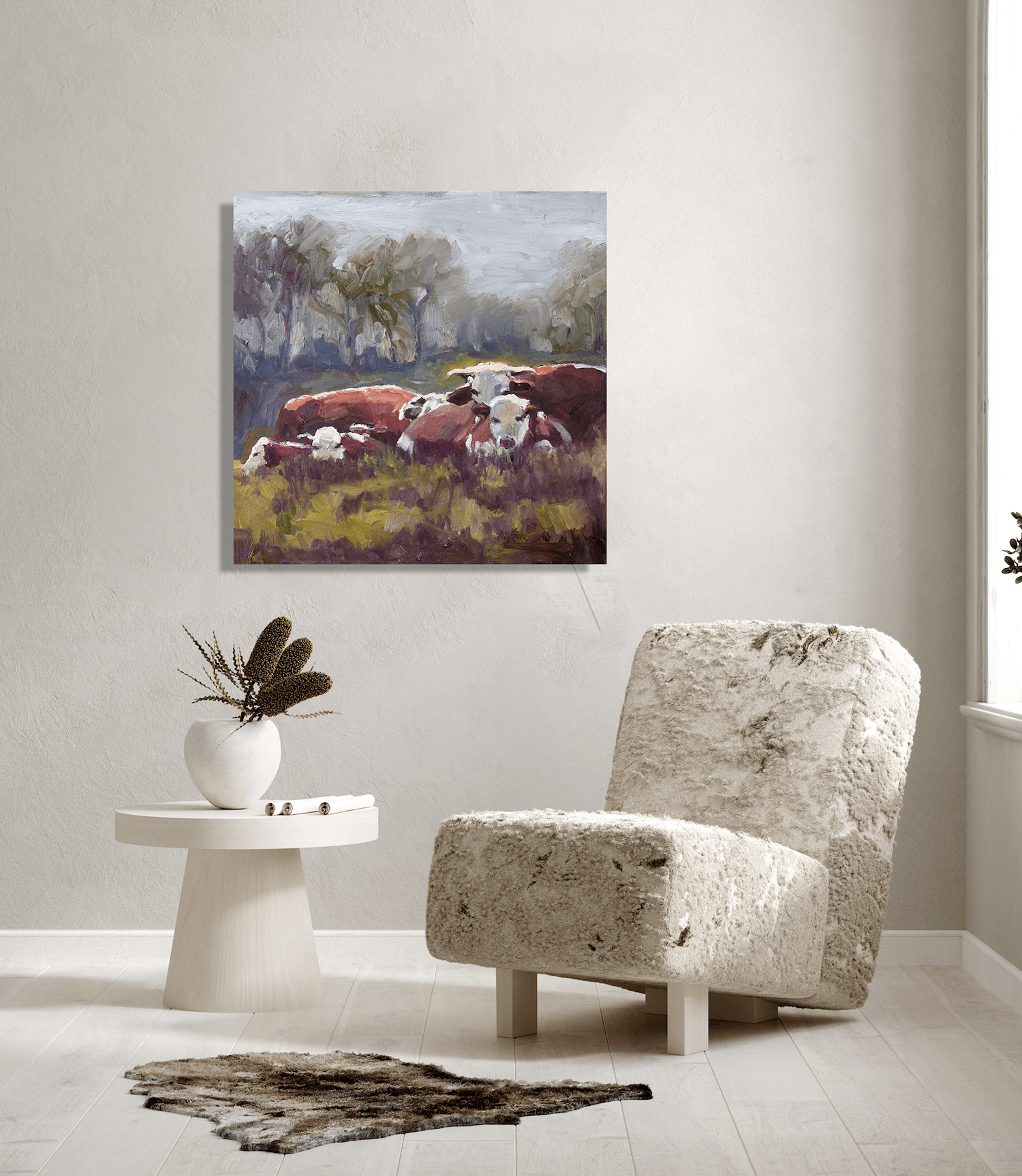 Five Cows Artist Enhanced Canvas Print by John Beard Collection - product image 2 for Resin Society