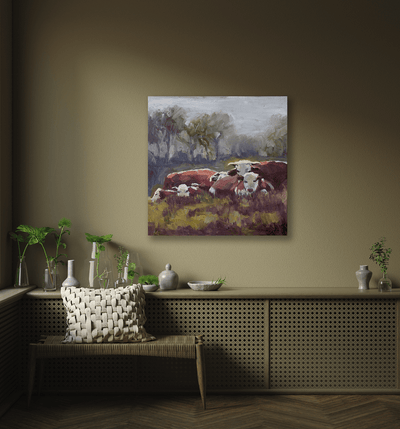 Five Cows Artist Enhanced Canvas Print by John Beard Collection - product image 5 for Resin Society