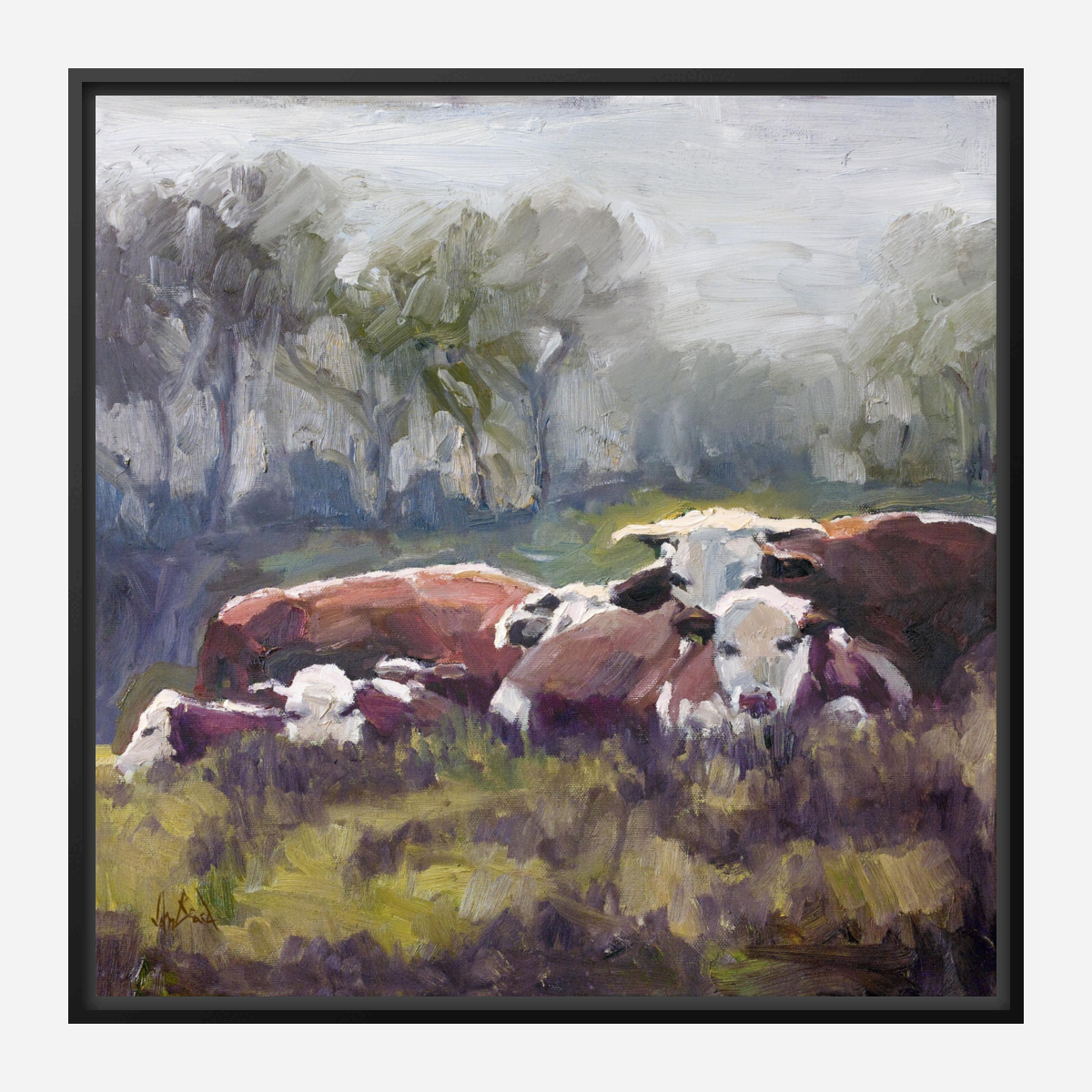 Five Cows Artist Enhanced Canvas Print by John Beard Collection - product image 6 for Resin Society