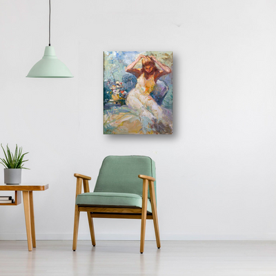 Fixing Her Hair Artist Enhanced Canvas Print by John Beard Collection - product image 2 for Resin Society