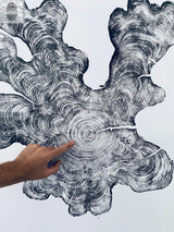 Large 36x36 inch woodcut print of Florida cypress tree rings and Everglades art by lintonart